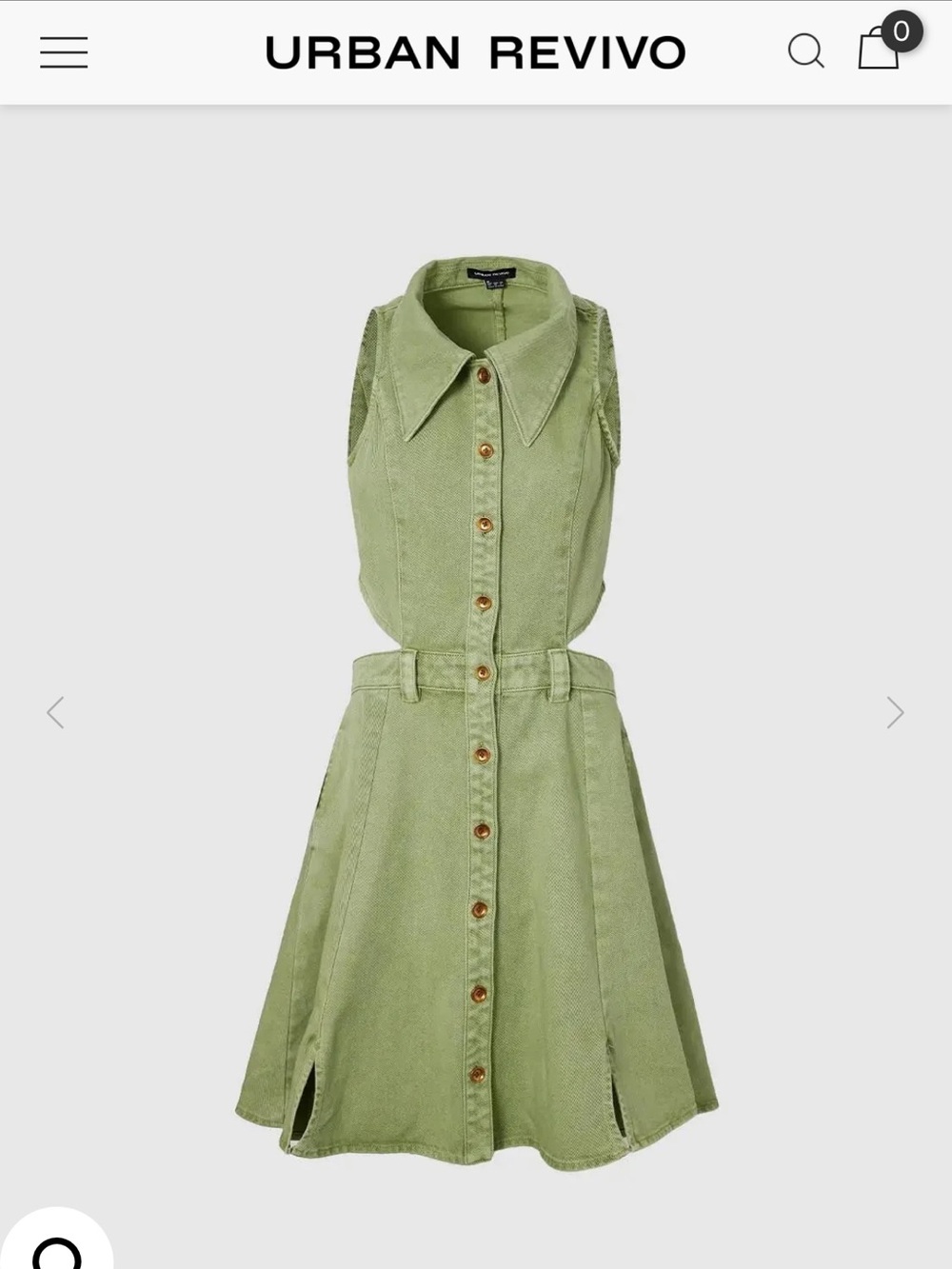 URBAN REVIVO Sleeveless Button-Front Mini Dress in Light Green